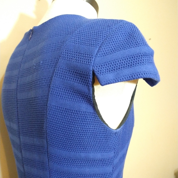 Zara Basic Royal Blue A-Line Structured Cocktail Dress With Jewel Neckline Small - Picture 13 of 14